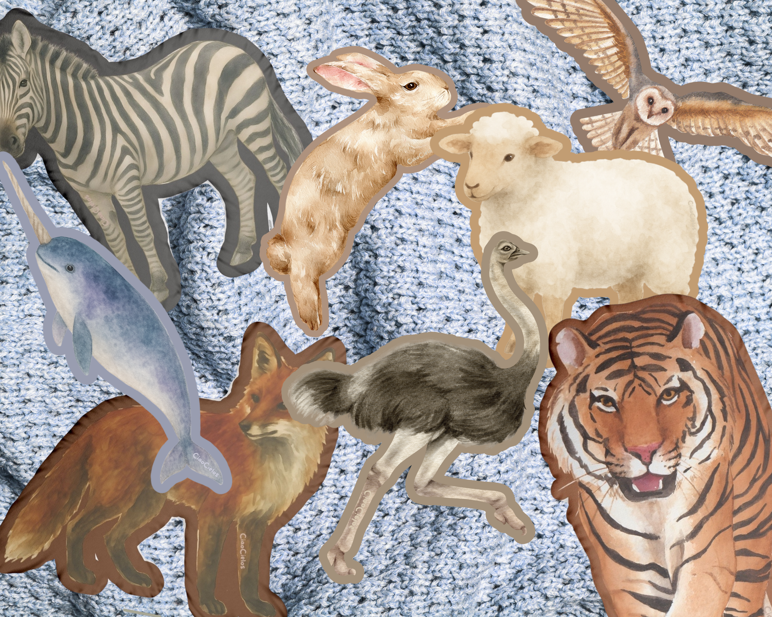 French A-Z Animal Pillows