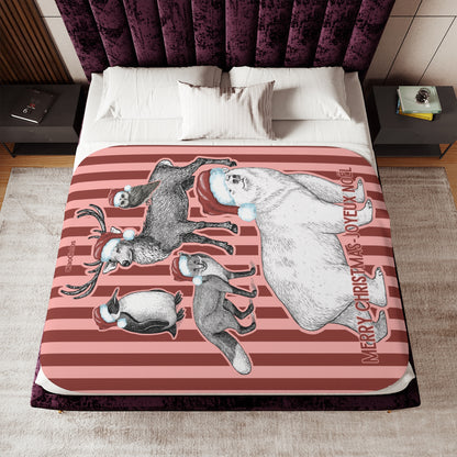 Holiday Animal Parade Sherpa Blanket — Red