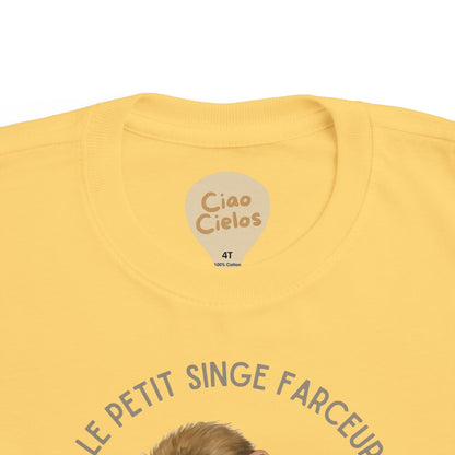 Singe/Monkey Toddler Tee — 'Le Petit Singe Farceur' French Kids Shirt