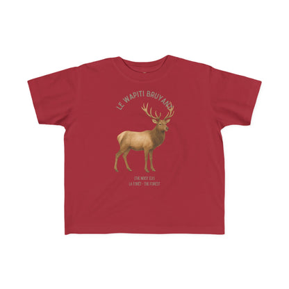 Wapiti/Elk Toddler Tee — 'Le Wapiti Bruyant' French Kids Shirt