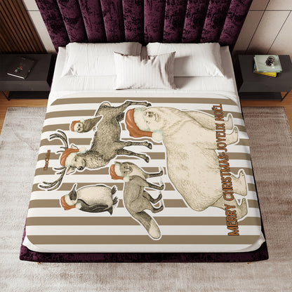 Holiday Animal Parade Sherpa Blanket — Sand