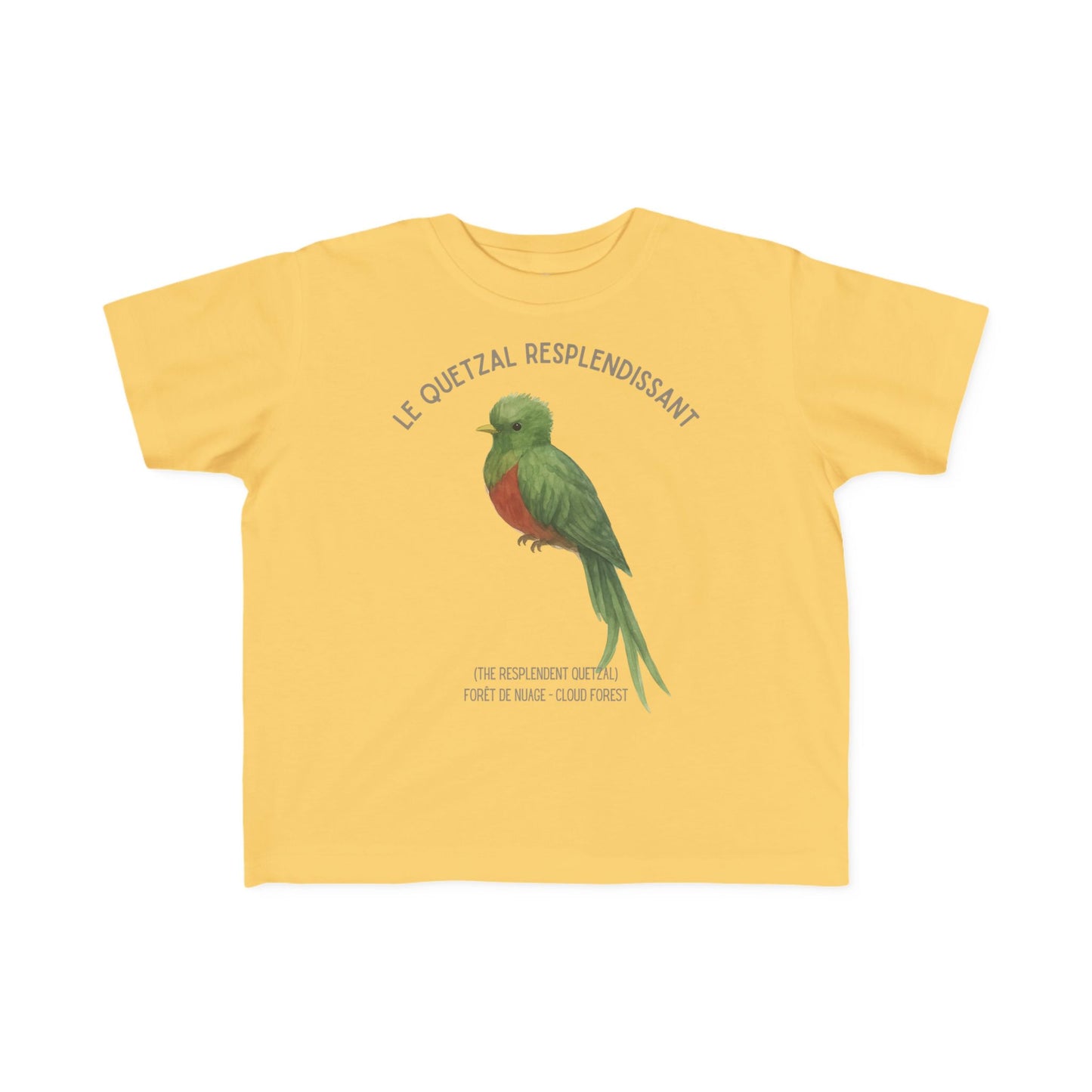 Quetzal/Bird Toddler Tee — 'Le Quetzal Resplendissant' French Kids Shirt