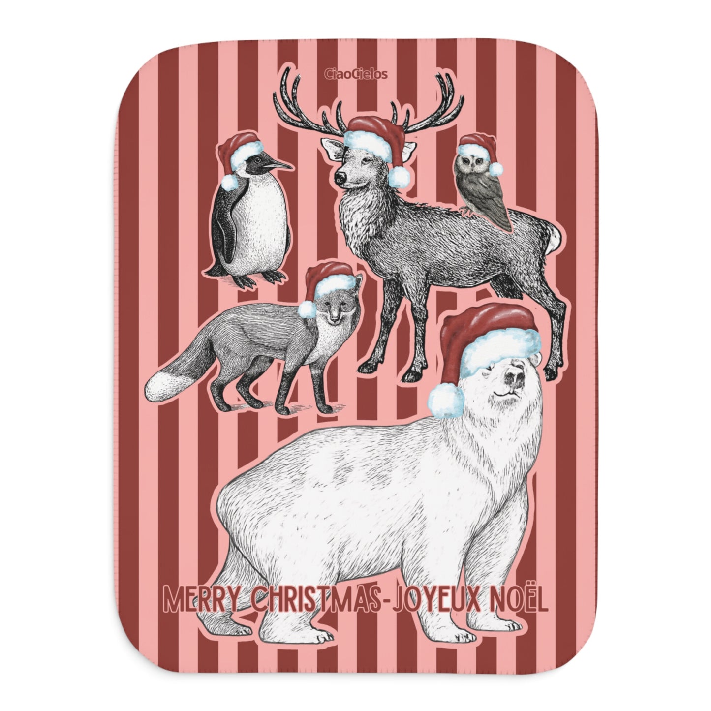 Holiday Animal Parade Sherpa Blanket — Red