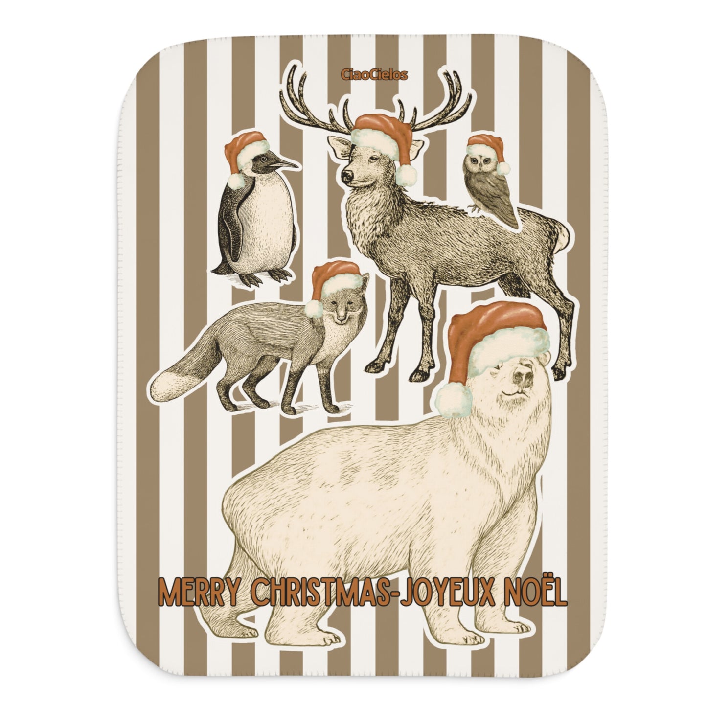 Holiday Animal Parade Sherpa Blanket — Sand