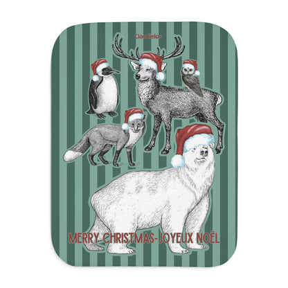 Holiday Animal Parade Sherpa Blanket — Green