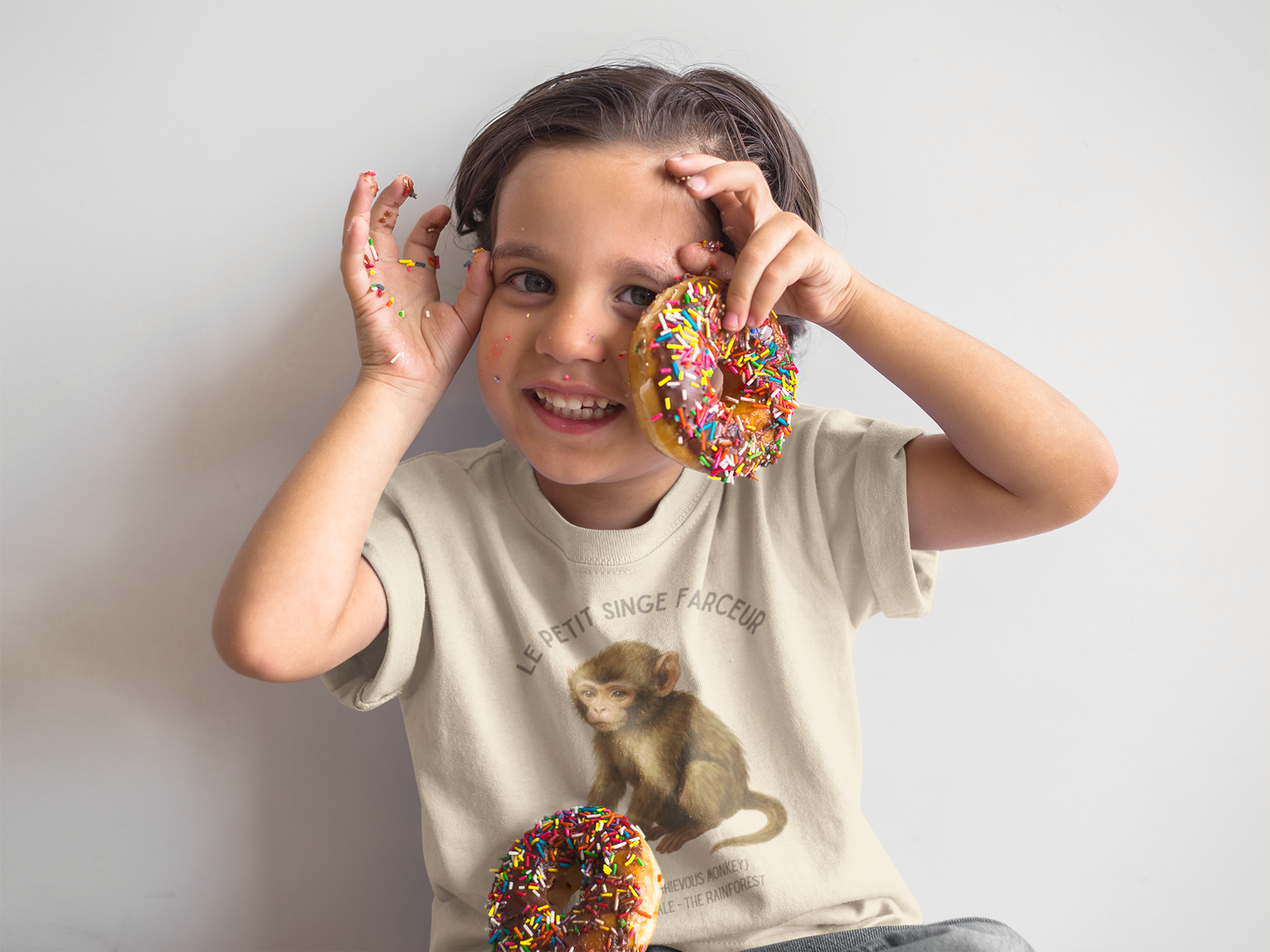 Singe/Monkey Toddler Tee — 'Le Petit Singe Farceur' French Kids Shirt