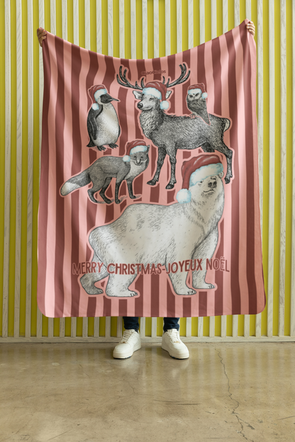 Holiday Animal Parade Sherpa Blanket — Red