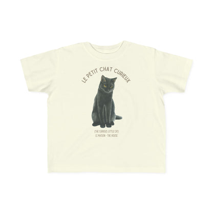 Chat/Cat Toddler Tee — 'Le Petit Chat Curieux' French Kids Shirt