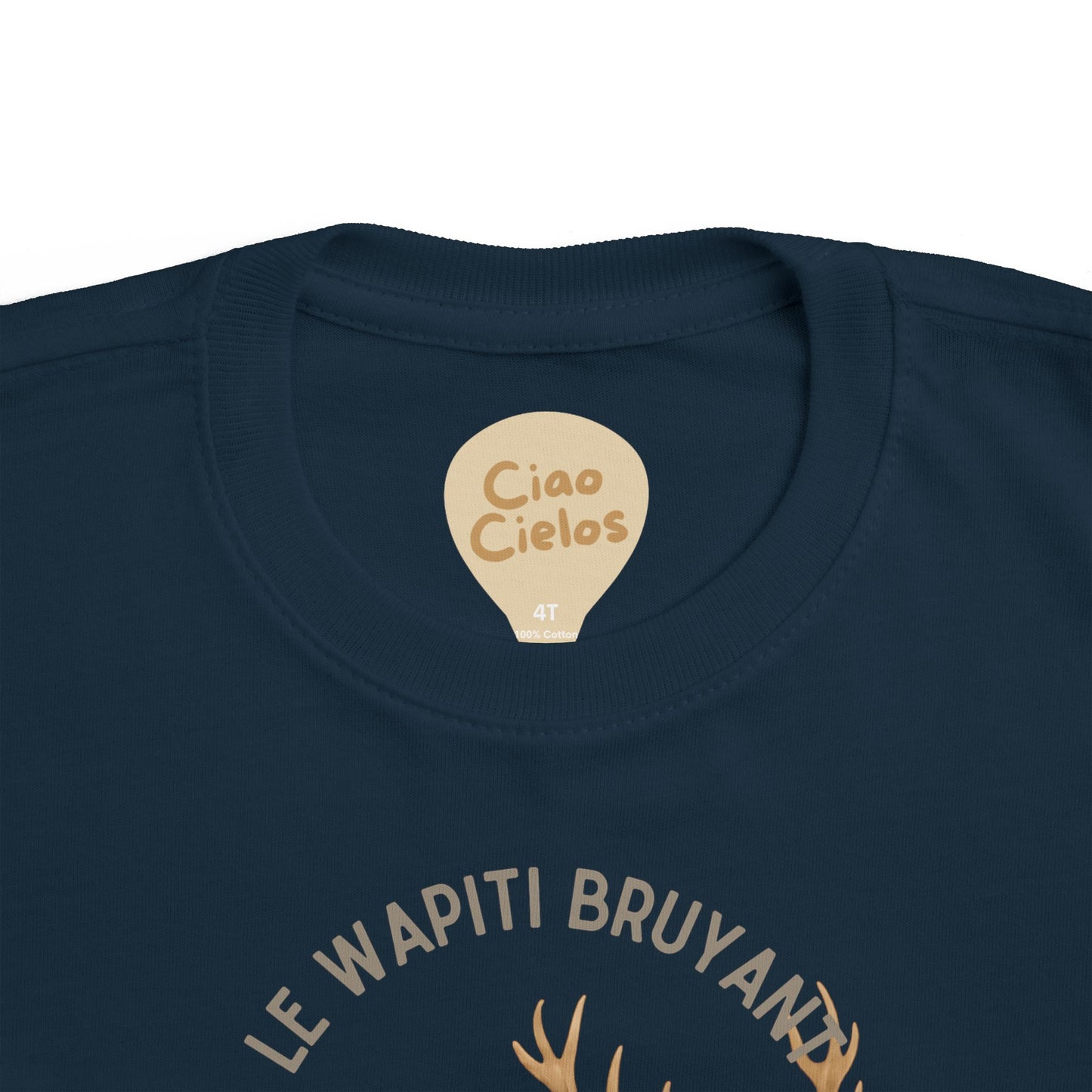 Wapiti/Elk Toddler Tee — 'Le Wapiti Bruyant' French Kids Shirt