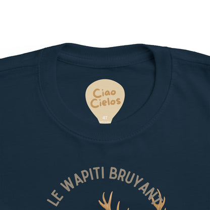 Wapiti/Elk Toddler Tee — 'Le Wapiti Bruyant' French Kids Shirt