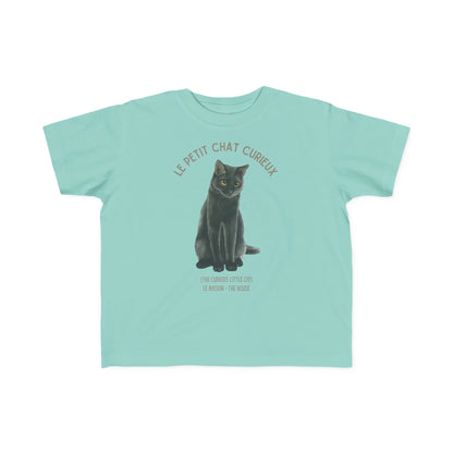 Chat/Cat Toddler Tee — 'Le Petit Chat Curieux' French Kids Shirt