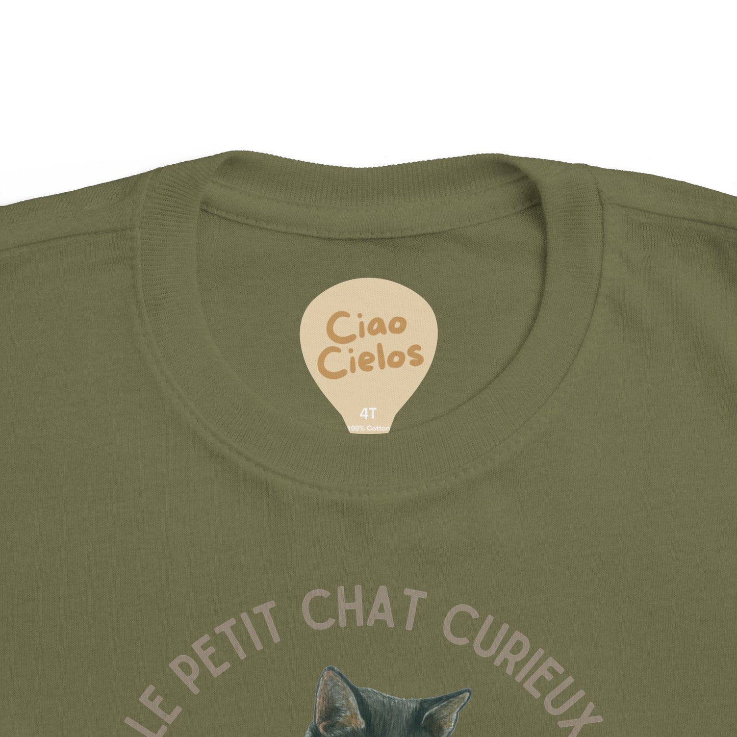 Chat/Cat Toddler Tee — 'Le Petit Chat Curieux' French Kids Shirt