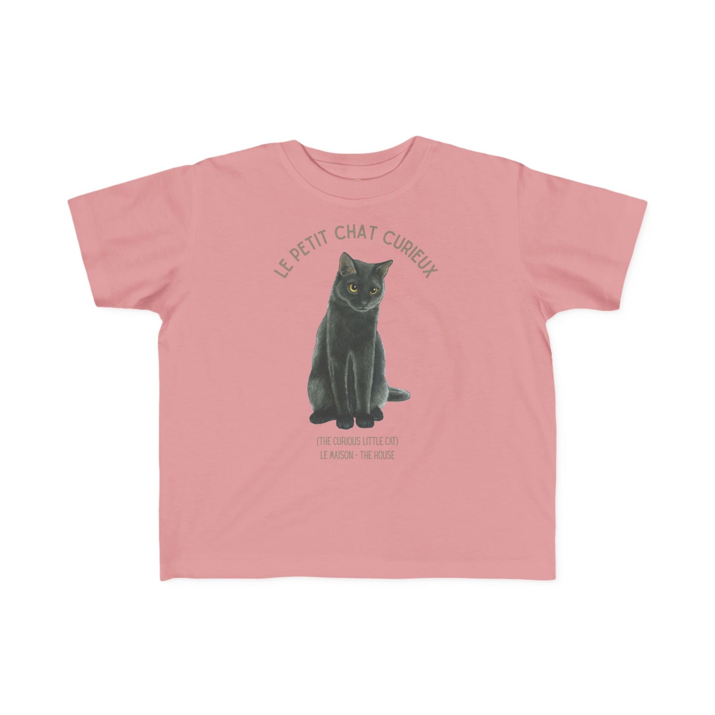 Chat/Cat Toddler Tee — 'Le Petit Chat Curieux' French Kids Shirt