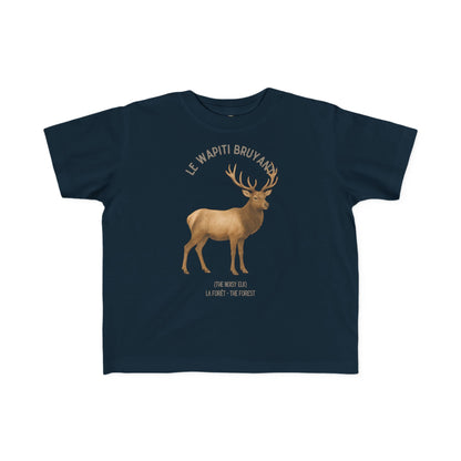 Wapiti/Elk Toddler Tee — 'Le Wapiti Bruyant' French Kids Shirt