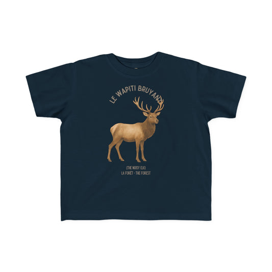 Wapiti/Elk Toddler Tee — 'Le Wapiti Bruyant' French Kids Shirt