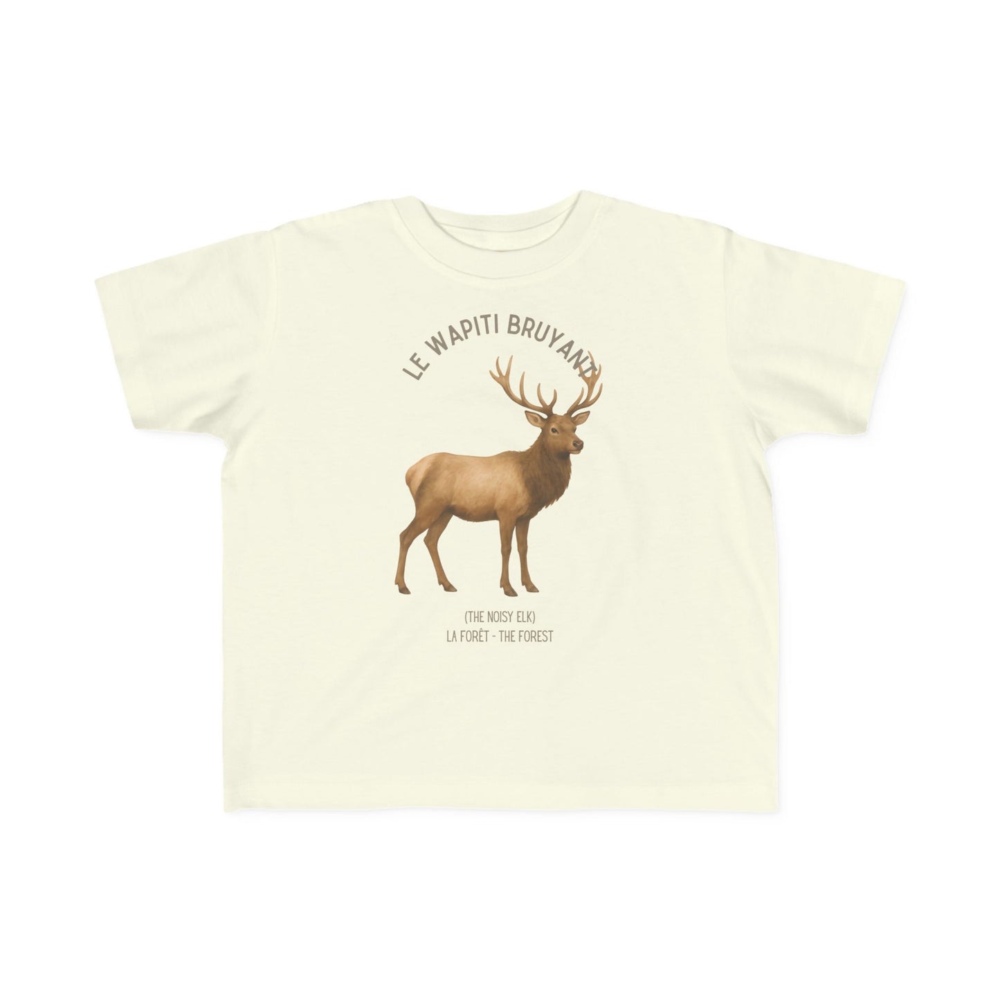 Wapiti/Elk Toddler Tee — 'Le Wapiti Bruyant' French Kids Shirt