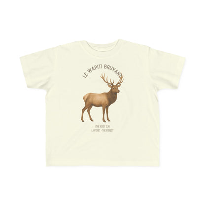 Wapiti/Elk Toddler Tee — 'Le Wapiti Bruyant' French Kids Shirt