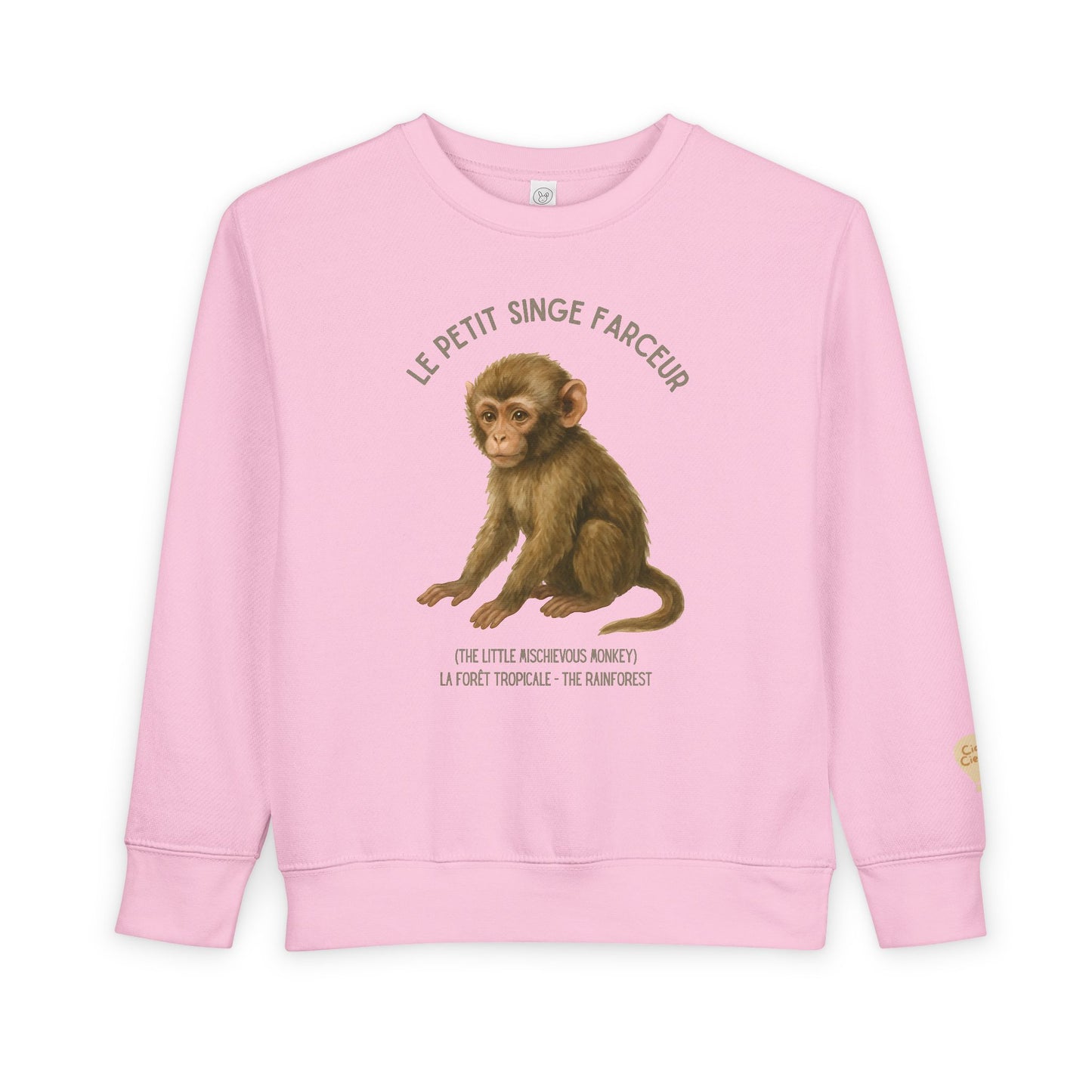 Singe/Monkey Animal Graphic Crewneck - Toddler Sweatshirt